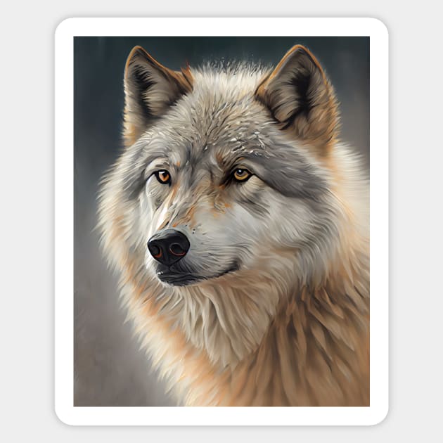 Arctic Gray Wolf - Oil paint Sticker by ABART BY ALEXST 